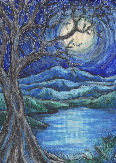 sm.oil pastel night scene