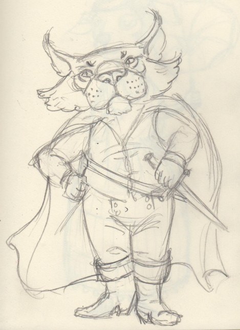 Feline Swashbuckler sketch — pencil