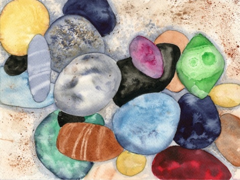 "Rainbow Pebbles" — many of the techniques described here are used in this painting