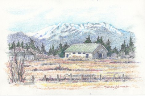 "Sheltered" — a demonstration on doing an underpainting in dark grey pencil to establish the values turned into this.