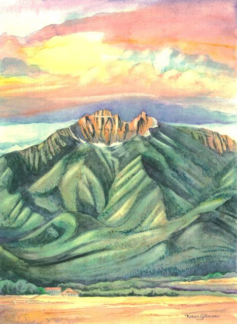 "Bones of the Earth" — a mountain in the Montana Mission Range that has an oddly shaped top above the treeline. It is not a volcano, but I suspect there is a hollow at the top with a lake. However, I did not climb up there to see.