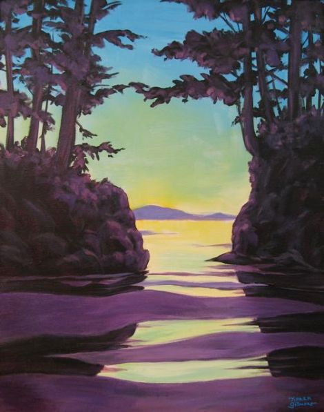 Long Beach Light — a studio painting in acrylic based on the sketch above.