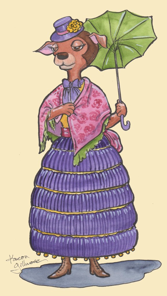 Miss Penelope Chi-Wawa — ink and brush, watercolour. A lady of impeccable breeding and good taste. She may look demure and delicate, but she has nerves of steel when in a pinch.