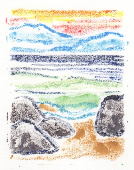 A very small monotype, about 3x4 inches. Most of the images in this post are about 5x7 inches.