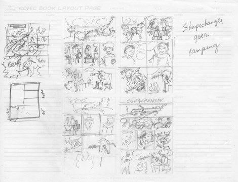 The Thumbnails. These are each about 2x3 inches. My teacher proposed the one on the upper left, and that's what I ended up doing. He always comes up with better layouts!