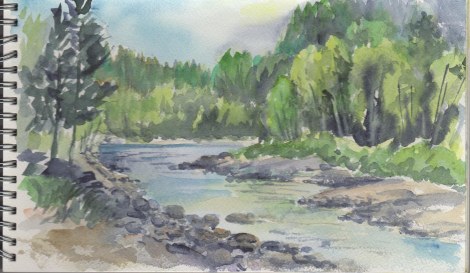 Similkameen River near Princeton BC — I was painting while having a picnic at our campground!