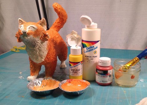 Time to start painting again! These are the colours I mixed together, in different amounts. There will be multiple blending coats after this.