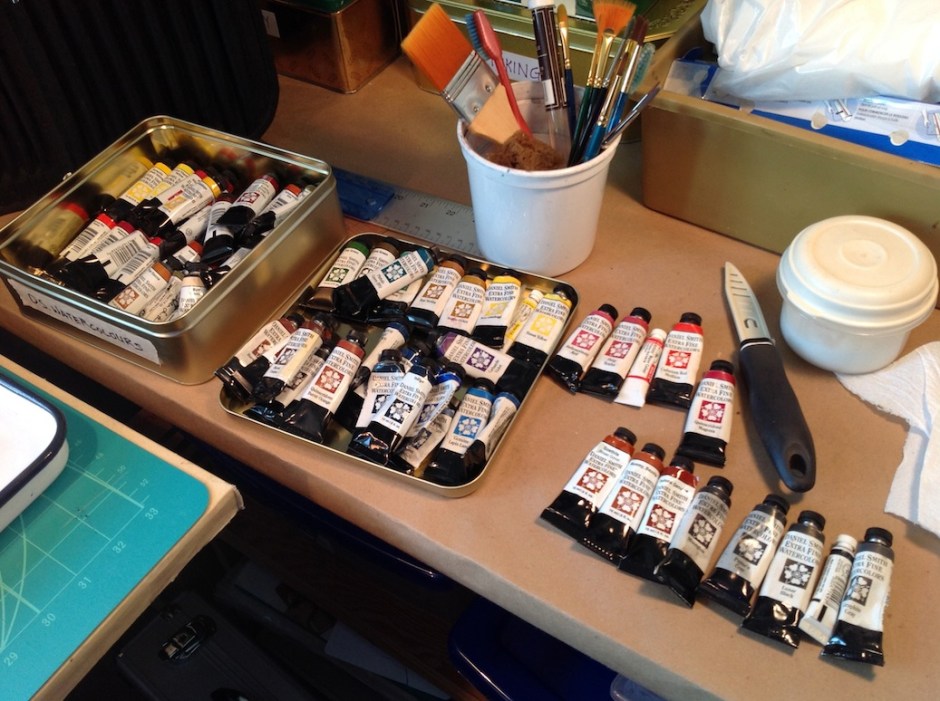 I'm a paint junkie. I love my colours. But for any one painting, i usually only use seven ten different ones. And sometimes as few as two!