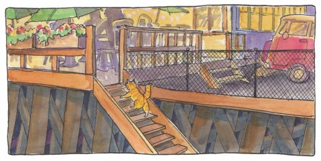 Spam has had a hard day, so decided to drop into his favourite ice cream shoppe to see if he can charm anyone with his big green eyes. A little whipped cream goes a long way to soothe a kitty's woes.