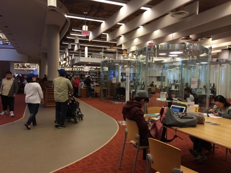 The study areas of the library were open as usual; researchers were coexisting remarkably well with festival-goers. I loved these glass study areas.
