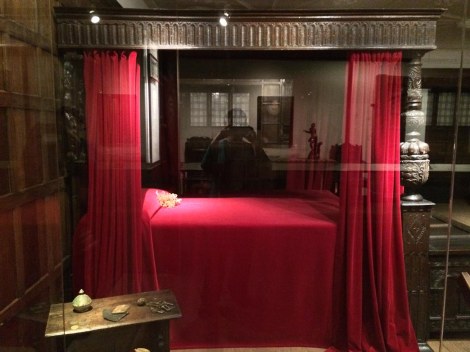 I had no idea I was taking a selfie here. But it looks like I felt — by this time I really wanted to crawl into this lovely bed and pull the drapes!