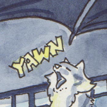 I've been cleaning up all the hand-drawn sound effects (most of the lettering will be put in with InDesign, using fonts). It's very hard to paint these accurately and brightly when they are so small, so I just put placeholder colours in with watercolour, knowing I could spruce it up in Photoshop.