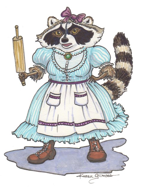 Ma Raccoon, Pitt brush pens and Prismacolor markers (yes, I've been listening to Iris. If she's lucky, maybe her next story will be in colour!)