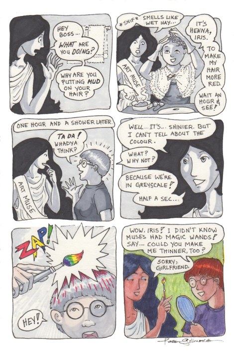 I was using my Cool Grey Prismacolor markers for the greyscale, then switched to some new "aqua markers" I got a while back. They are kind of strange and very hard to get smooth. Must do some more experimenting with them.