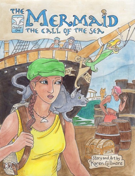 This is the watercolour stage. I didn't do a whole lot of modelling with the paint, because I knew I'd be filling in shadows and such with the coloured pencils. The Strathmore Smooth Bristol that I was working on is glorious for pen, but not so nice for watercolour. For areas that I needed to be smooth, like her skin, I wet down the paper in that area first, then worked quickly to put the colour it. It's almost impossible to do a smooth wash even in a small area with this paper!