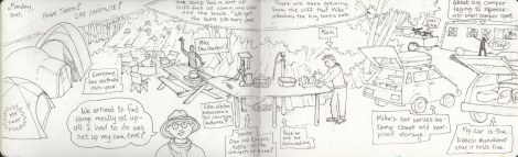 We were going to be there for 12 days, so we made ourselves at home! It rains a lot, but no worries, because our camp organizer, Mike, is a wizard with tarps, and keeps the whole campsite dry with an elaborate system of overlapping tarps and carefully planned out rope tensions.