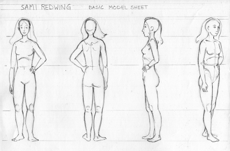 This is the basic Sami figure drawing. She's a young woman in her late teens, slightly built but strong from farm work. I only needed to make a basic structural drawing here., just enough to hang her clothes on.