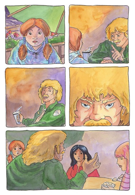 Here's a page from Spam and the Sasquatch, without the words. Can you tell what is going on here?