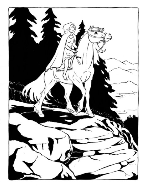 I've been having a long conversation on my facebook page about turning this into a colouring book page — most everyone agrees that it would be better to colour without the black. Too bad I didn't scan it before I inked the shadows! I'll have to re-draw it for the colouring book.