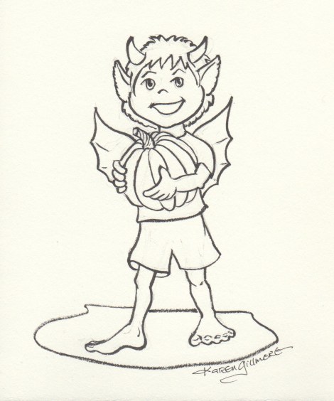 Do you suppose he's going to make a jack-o-lantern?