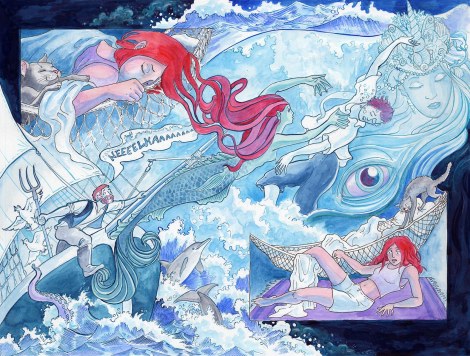 The dream sequence from Book One of Mermaid Music. You can read the webcomic here.