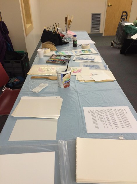 My table set-up. I had two tables to spread out on, what luxury!