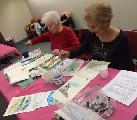 These ladies were going about their painting with such verve! This was a skilled group of artists, a real treat to work with, as I usually teach beginner classes.