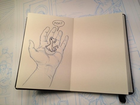 Today's prompt was "egg" and I immediately thought "dragon". I also need some practice drawing hands, so I drew mine.