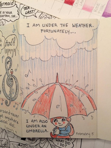 I really was feeling kind of glum, and it was pouring down rain, but I was much happier when I got done drawing this!