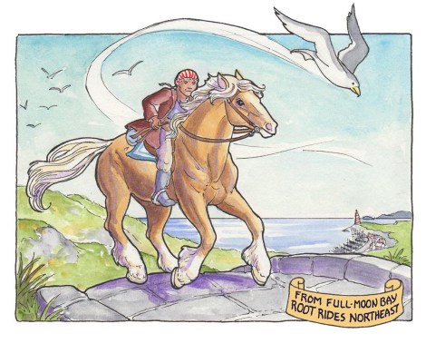Although Mermaid Music is a sea comic, Root had to ride overland, so I got to draw a horse! I should put more horses in the story, it was fun.