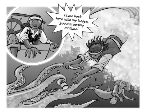 The story is about Root from Mermaid Music, in her younger days. I got to draw a whole lot of octopus tentacles!